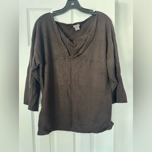 Ann Taylor Dark Brown 100% Cashmere Cowl Neck Sweater NWOT